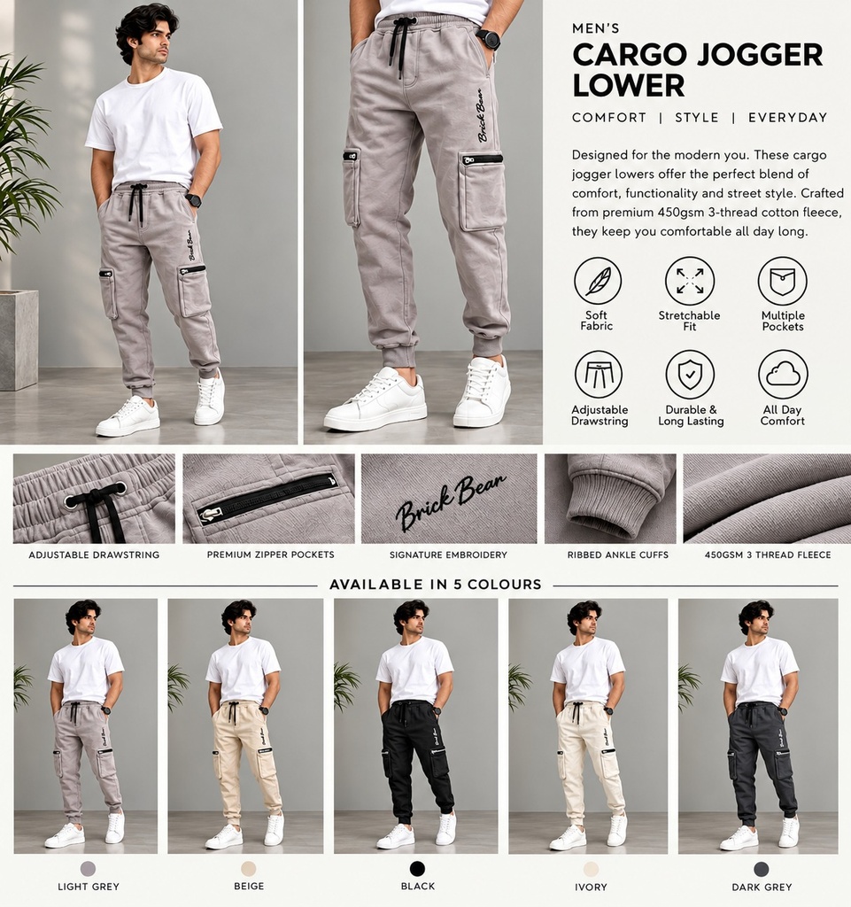 Premium 450 GSM Cargo Jogger Lower